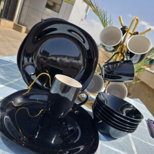 18pcs ALL BLACK CERAMIC DINNER SET