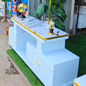 White and gold with marble Sheet Top 4 fts length
